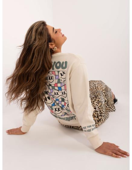 Női kapucnis pulóver SUBLEVEL világos bézs