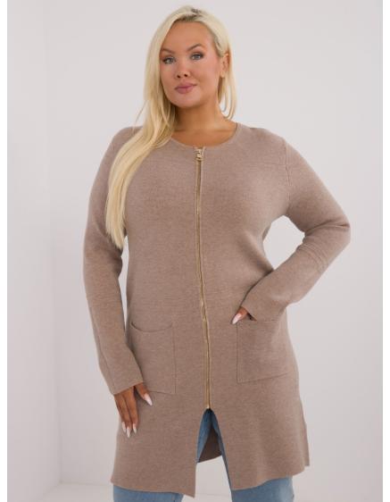 Dámsky plus size kardigán s viskózou tmavobéžový