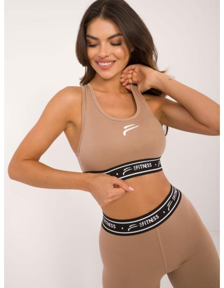 Dámske tričko s potlačou FOR FITNESS tmavobéžové