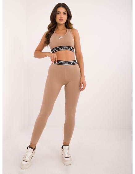 Dámske viskózové legíny FOR FITNESS tmavobéžové