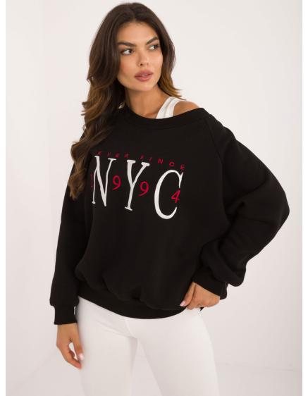 Dámská mikina s kapucí a manžetami černá