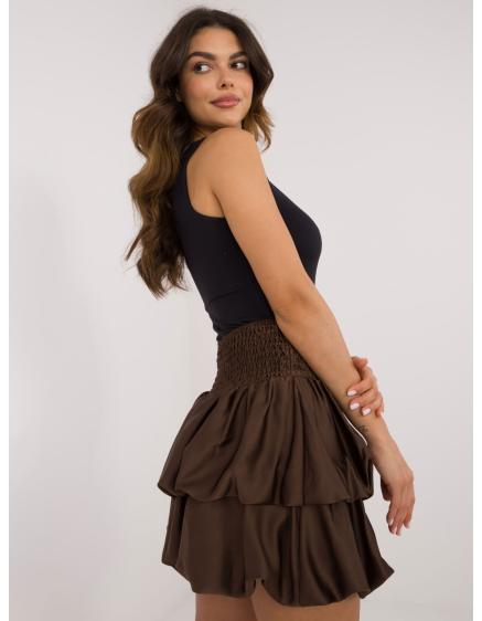 Női miniszoknya fodros szegéllyel barna