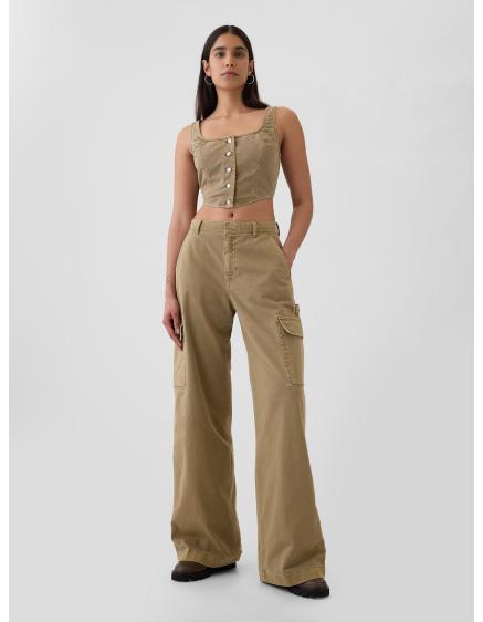 Vrecovité khaki nohavice Cargo s vreckami