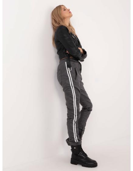 Grafitové kalhoty z umělé kůže s lemováním