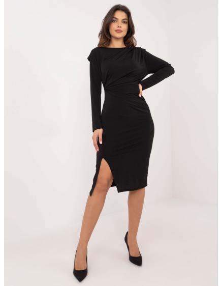 Černé elegantní šaty s drapérií