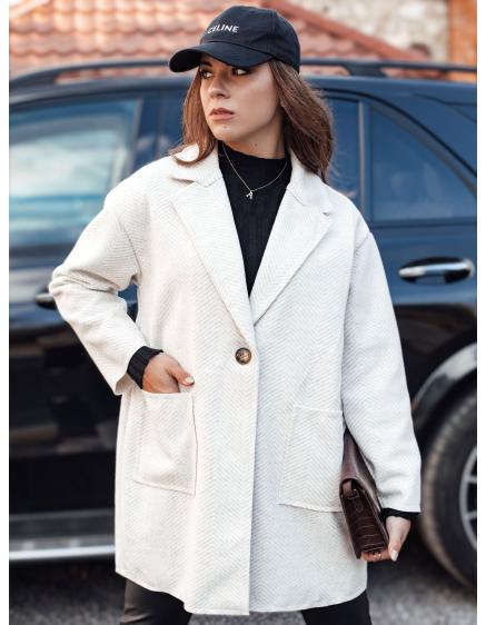 Dámsky oversize kabát ELEGANTWAY herringbone beige