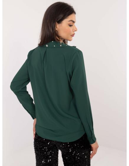 Tmavě zelená elegantní košile s gumou ve spodní části