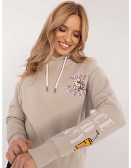 Bézs színű pulóver nyomtatással a hátán SUBLEVEL