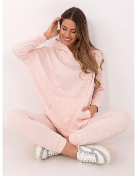 Svetloružový melanžový základný set s oversize mikinou