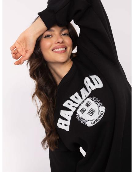 Černá dámská mikina s kapucí a výšivkou