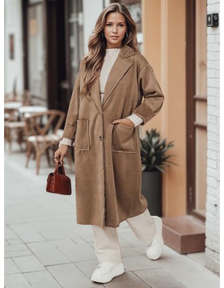 Dámska oversize kabát AVELINNI dlhá béžová