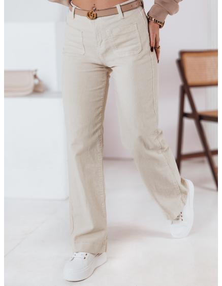 Dámské manšestrové kalhoty se širokými nohavicemi WELVIA beige