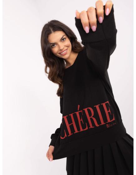 Čierna bavlnená mikina s nápisom Cherie