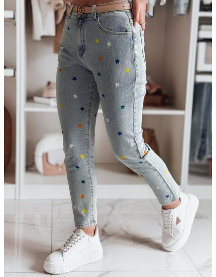 Női nadrág slim fit csillagokkal SHINYFIT kék