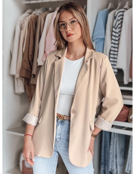 Dámske sako RESIDAL, jedna veľkosť, oversize, tmavo béžová
