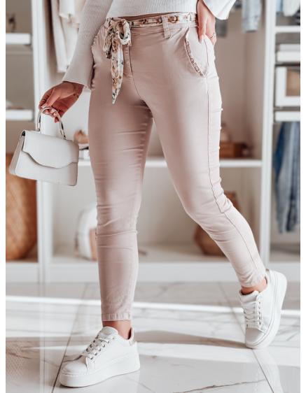 Dámské kalhoty ROSSALI s páskem, světle růžové