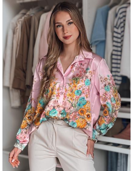 Női virágos oversize ing BLOSSIVA rózsaszínű