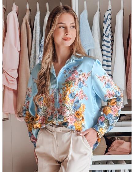 Női virágos oversize ing BLOSSIVA kék