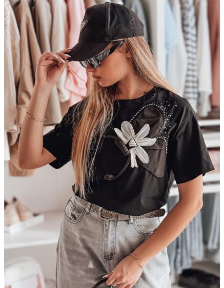 Dámské tričko oversize s 3D efektem PETALOVE černé