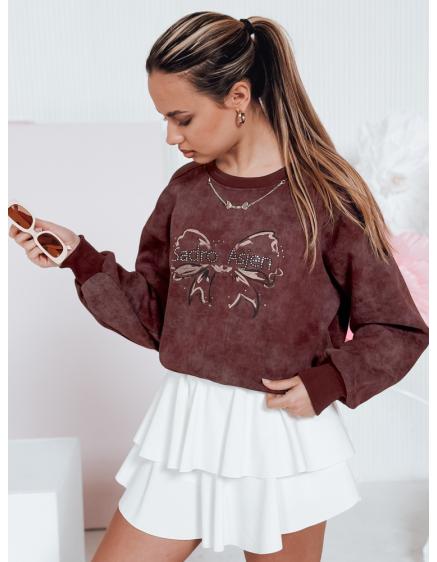Dámska krátka oversize mikina s motívom tie-dye DENVIS bordó