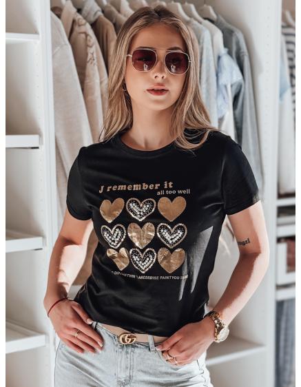 Női póló LOVETIK szívvel, fekete
