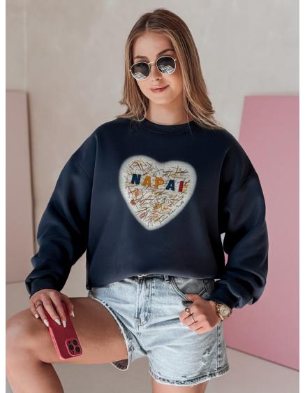 Dámska oversize mikina so srdcom SERDUCHOVA granátová