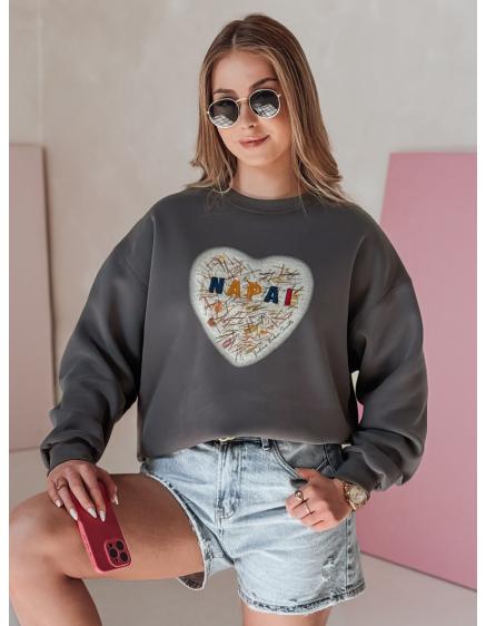 Dámska oversize mikina so srdcom SERDUCHOVA grafitová