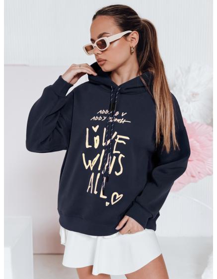 Dámska oversize mikina s kapucňou LOVEWILL tmavo modrá