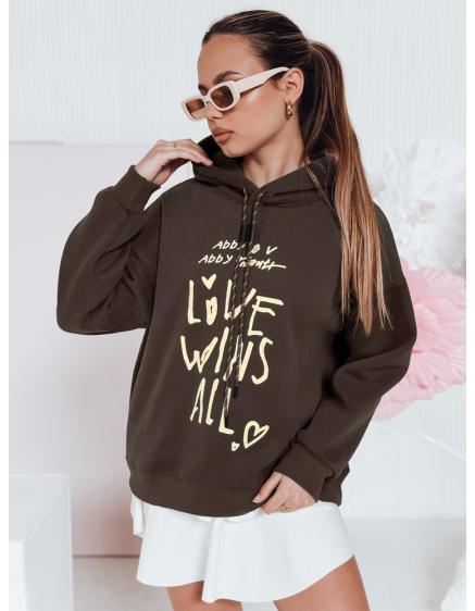 Dámska oversize mikina s kapucňou LOVEWILL hnedá
