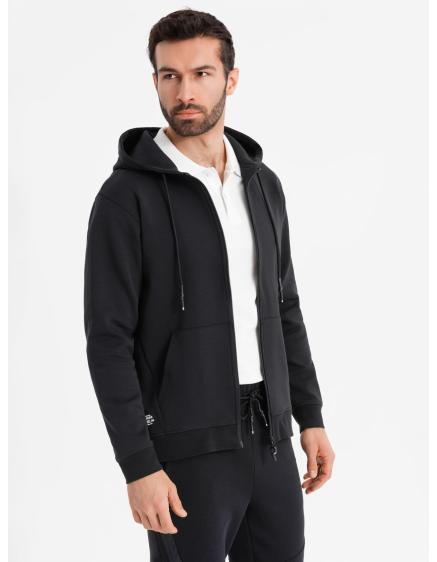 Mikina s kapucňou a zipsom v streetwear štýle - čierna V3 OM-SSZP-0213
