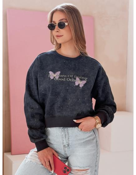 Dámska oversize mikina tie-dye s motýly SPARKI tmavo modrá