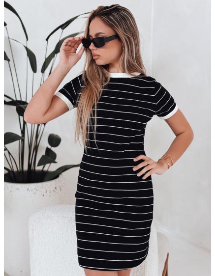 Dámske pruhované mini šaty FITLINES čierne