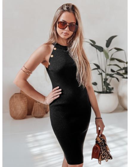 Vrúbkované midi šaty GLAMMID čierne