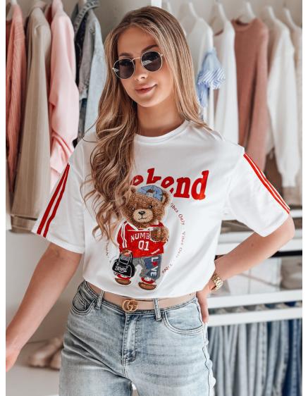 Dámske tričko oversize s medvedíkom FUNTED biele