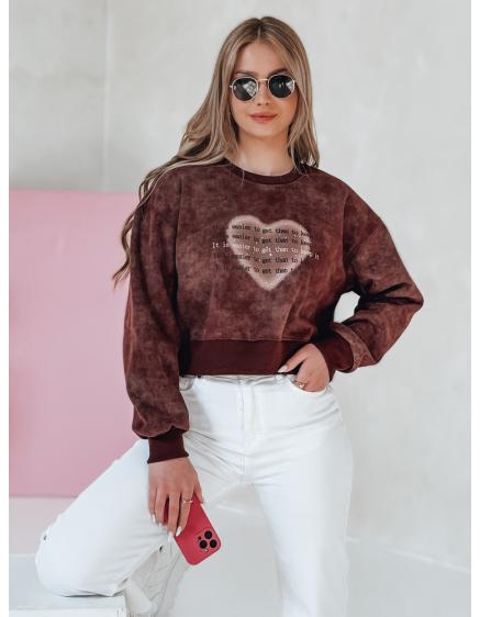 Dámska oversize mikina tie-dye so srdcom DESSER vínová