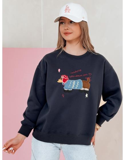 Dámska oversize mikina s výšivkou DOGSWEETY tmavo modrá