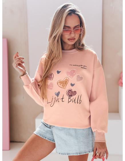 Dámska oversize mikina so srdiečkami PINKNOTE ružová