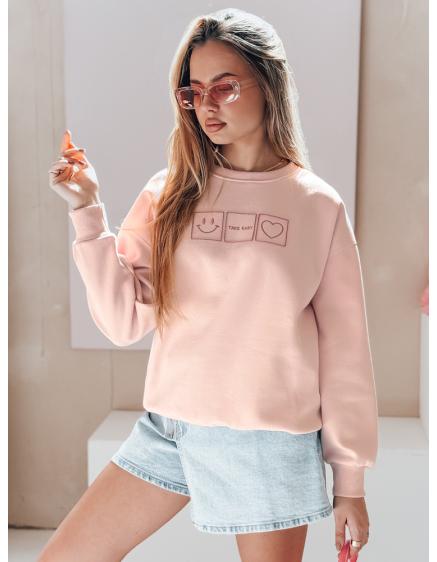 Dámska oversize mikina s výšivkou EASYJOY ružová