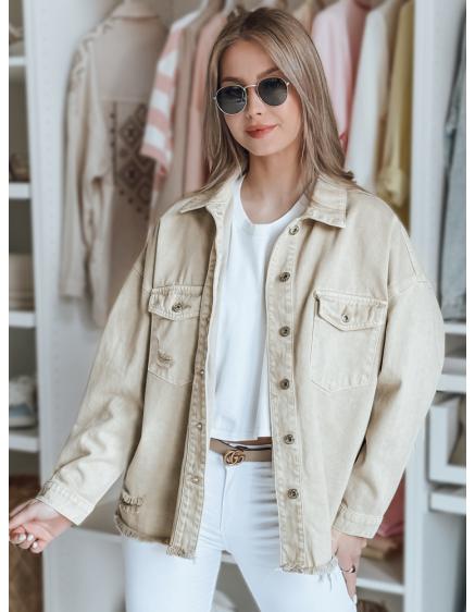 Női oversize farmerdzseki JUSTDEM bézs