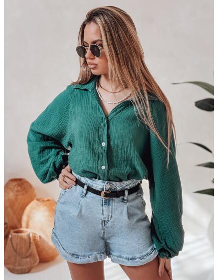 Dámská oversize košile z mušelínu MUSLINEA zelená