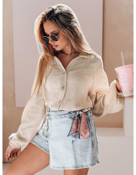 Dámská oversize košile z mušelínu MUSLINEA béžová