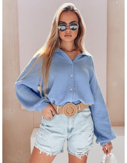 Dámská oversize mušelínová košile MUSLINEA modrá