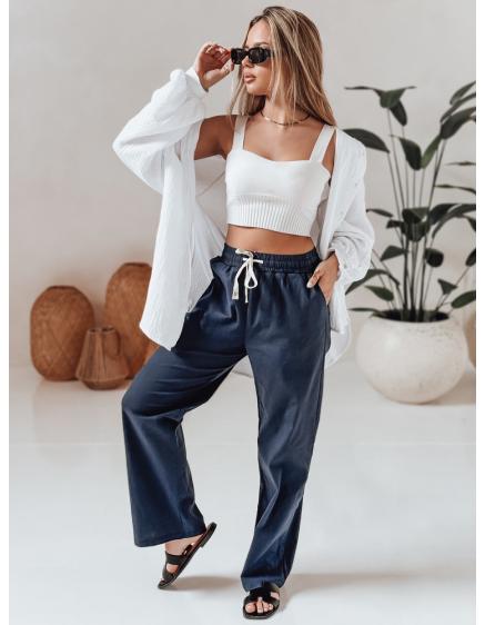 Dámské volnočasové kalhoty s širokými nohavicemi BOHO DAY námořnická modř