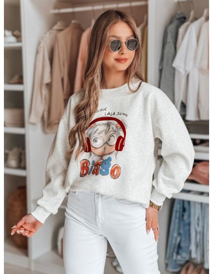 Dámska oversize mikina s potlačou LALA VIBE šedá