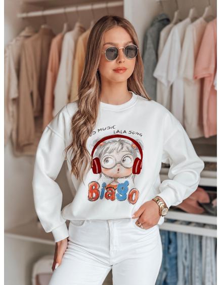 Dámska oversize mikina s potlačou LALA VIBE biela