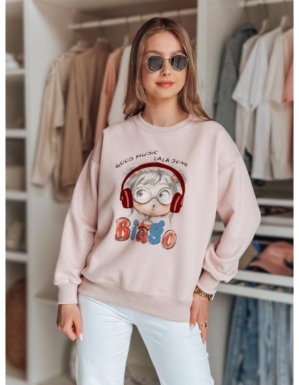 Dámska oversize mikina s potlačou LALA VIBE ružová