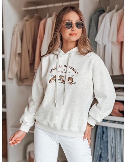 Dámska oversize mikina s kapucňou SPECIAL KITTY šedá