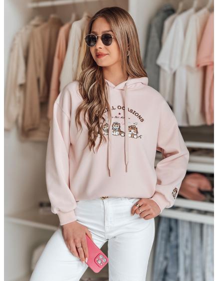 Dámska oversize mikina s kapucňou SPECIAL KITTY ružová