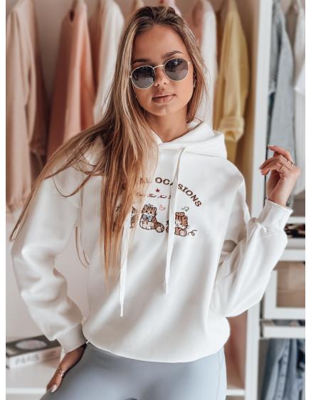 Dámska oversize mikina s kapucňou SPECIAL KITTY biela