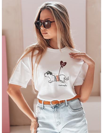 Dámske tričko nadmernej veľkosti so psíkom CUTE TAIL biele